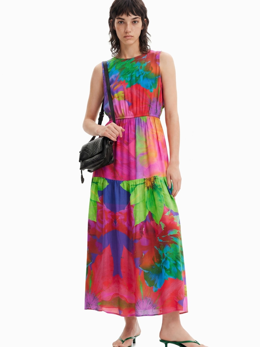 Multicolor Floral Tiered Maxi Dress - Unbranded